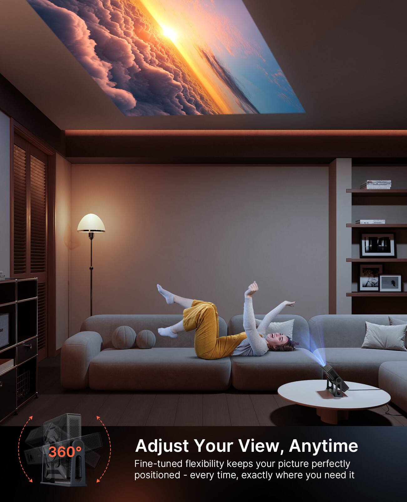 NexiGo Nova Mini Portable Laser Projector Bundle with Gimbal Stand