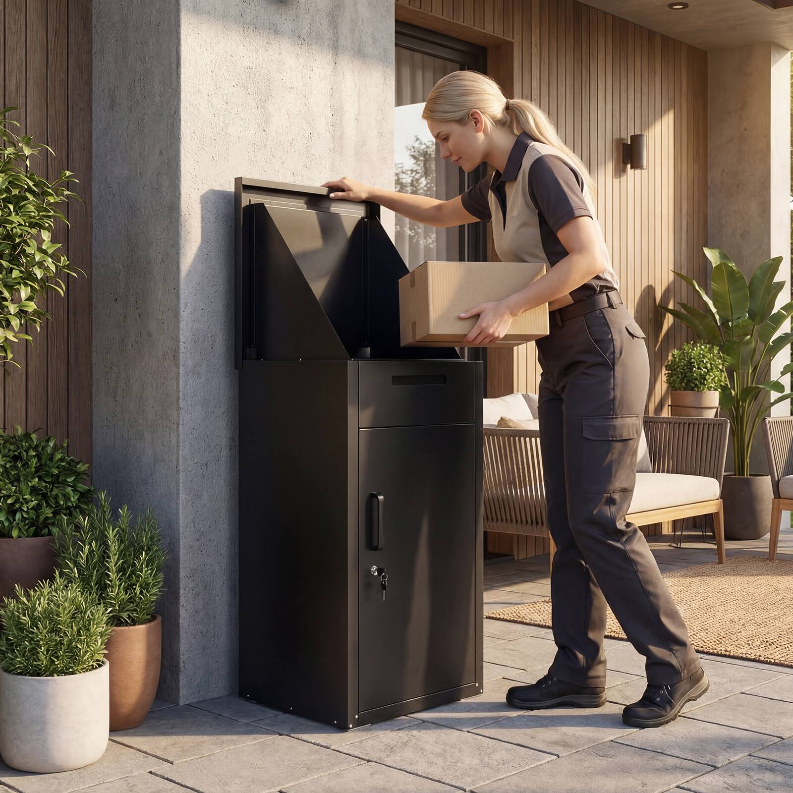 Alt View 1. Costway - Costway Package Delivery Box wirh Anti-Theft Board, Lockable Door, Coded Lock for Home - Black.