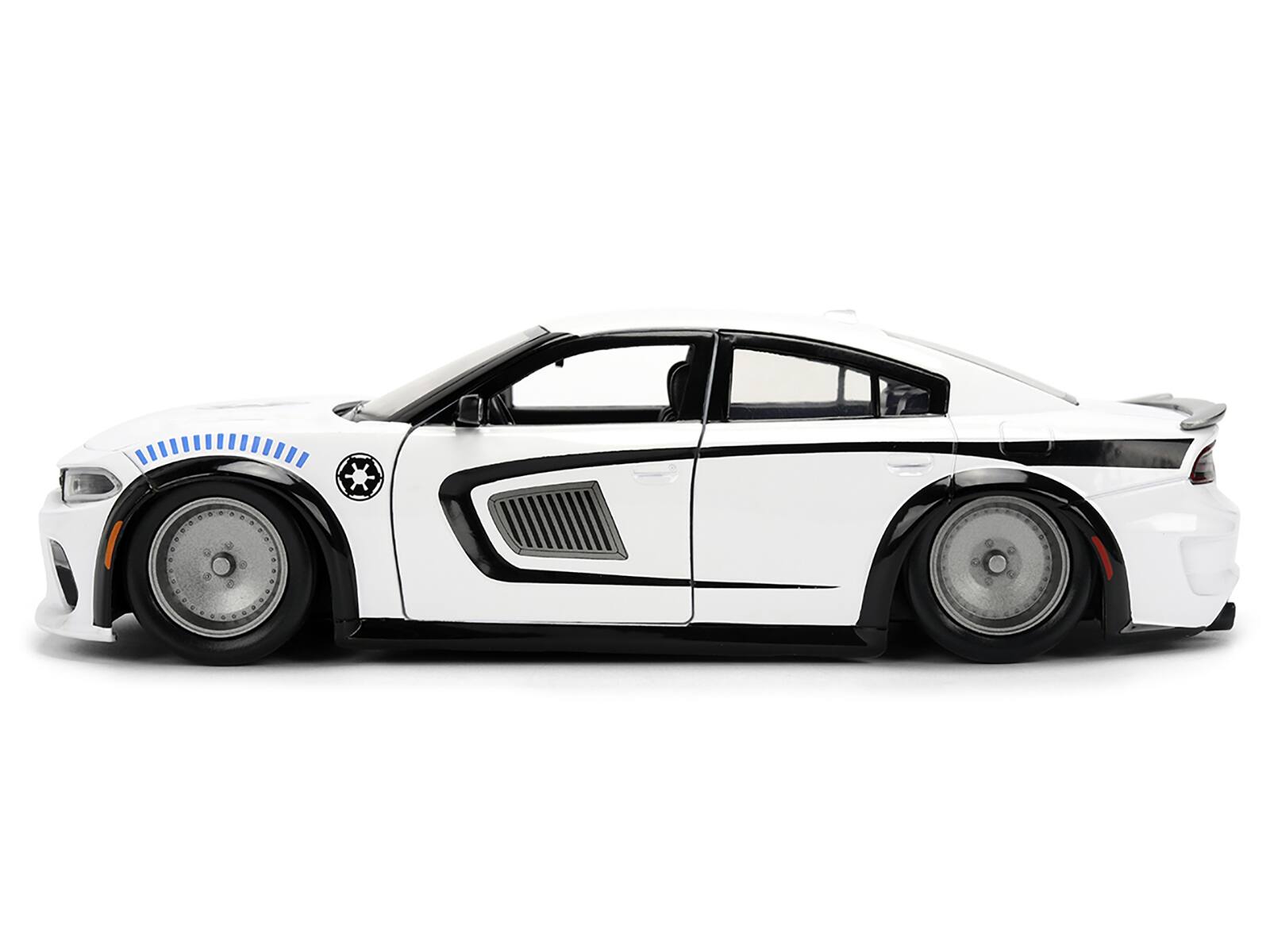 Alt View 2. Jada - 2021 Dodge Charger SRT Hellcat White with Graphics and Stormtrooper Figure "Star Wars" Franchise 1/24 Model Car by Jada - Multicolor.