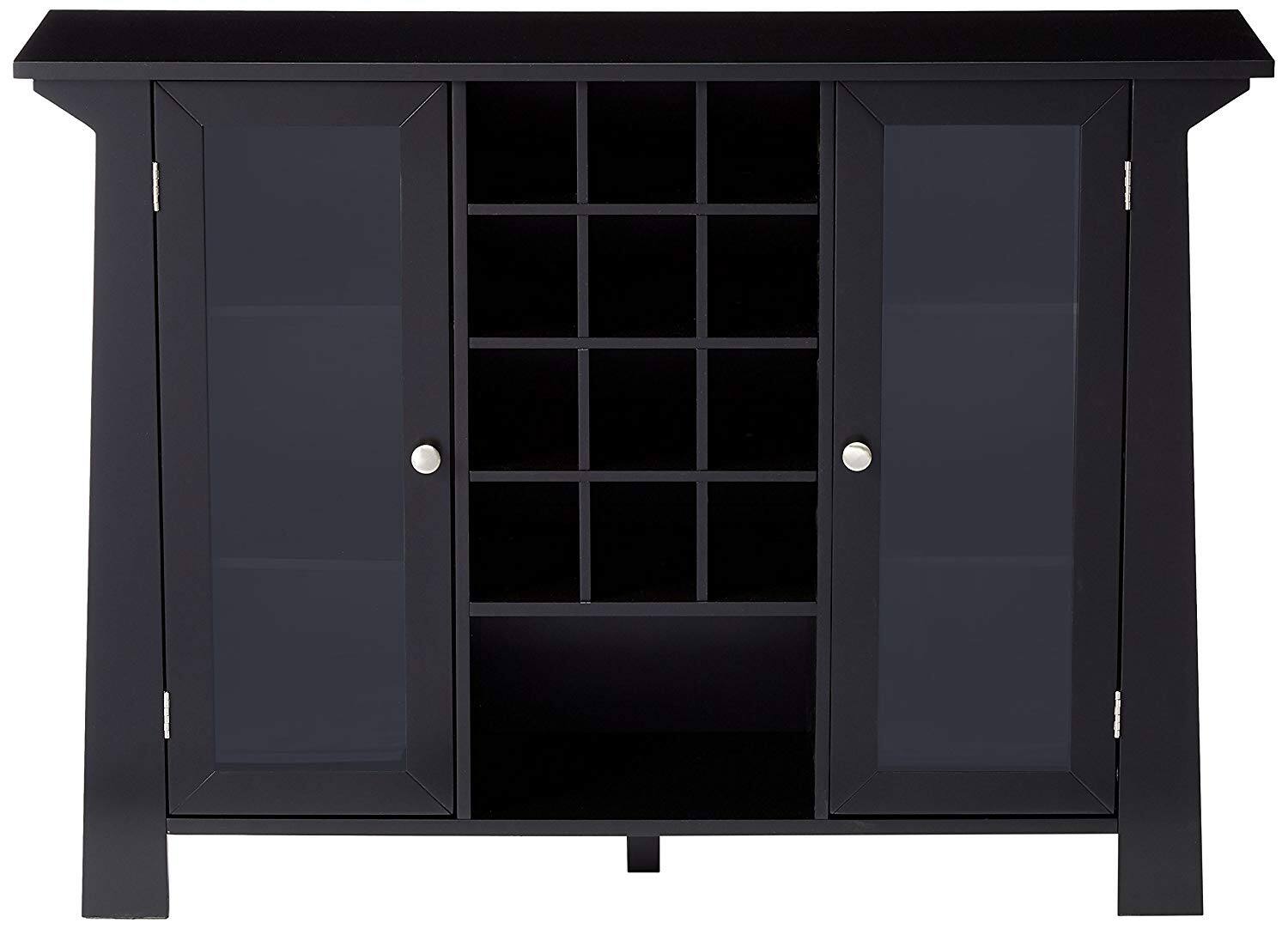 Angle. Kings Brand Furniture - Kings Brand Furniture Matanuska Wood Buffet Bar Cabinet with Wine Storage (Black) - Black.