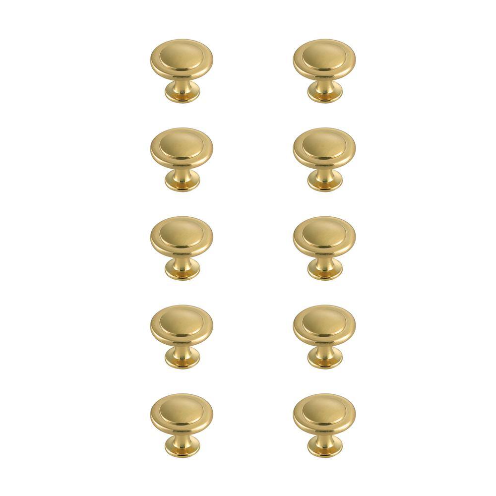 Alt View 2. Elegant Decor - Logyn 1.3" Diameter Brushed Gold Mushroom Knob Multipack (Set of 10) - Brushed Gold.
