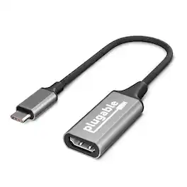 Plugable - USB C to HDMI adapter, HDMI 2.0, USB4 / Thunderbolt Adapter for 4K Monitor up to 4K 60Hz - Black