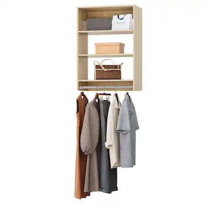 Front. Roomtec - Roomtec 19.5 in Wood Medium Hanging Closet Unit-Customizable Wall Mounted Modular Closet System for Bedroom Closet - Wood.