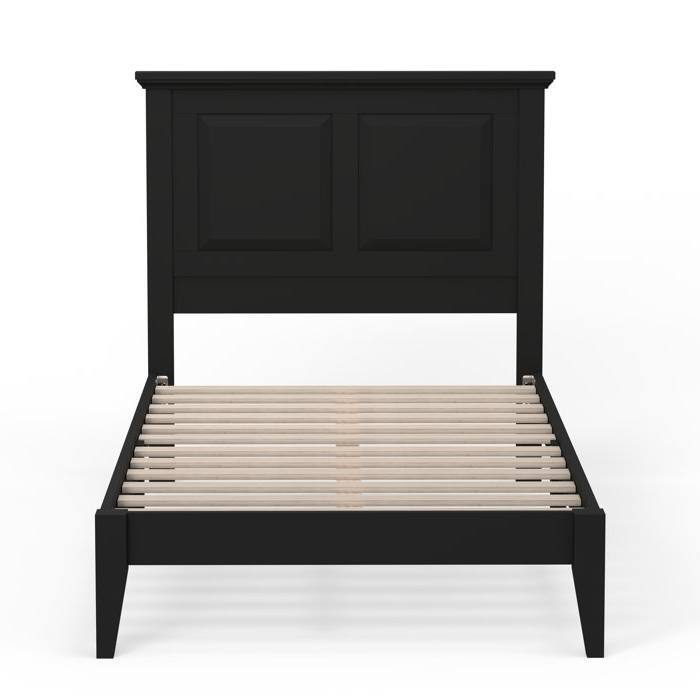 Angle. Hivvago - Hivvago Twin Traditional Solid Oak Wooden Platform Bed Frame with Headboard - Black.