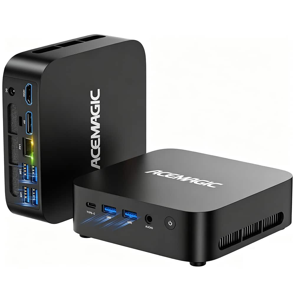ACEMAGIC - K1 - 4K UHD Mini PC АMD Ryzen Embedded R2544 - 16GB DDR4 RAM 512GB M.2 SSD Win 11 Pro WiFi5 BT - Black