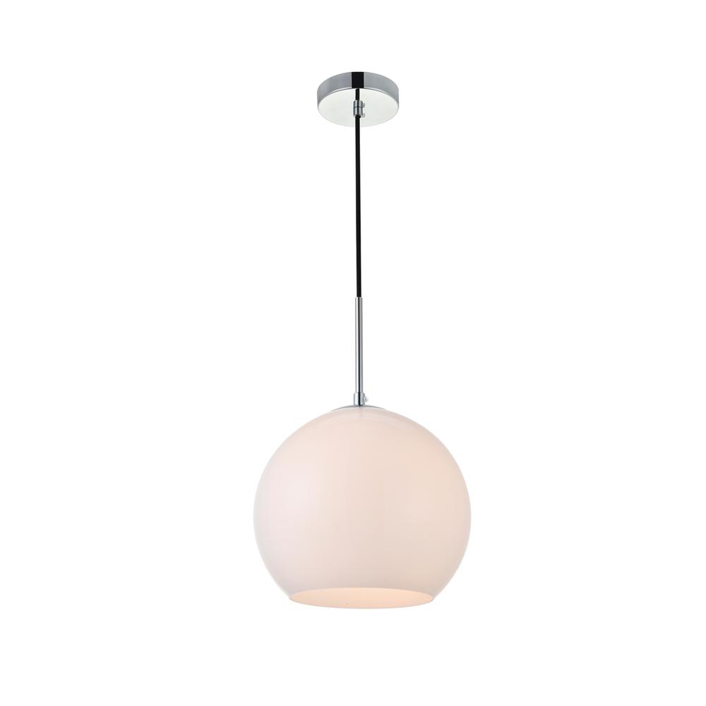 Alt View 2. Living District - Baxter 1 Light Chrome Pendant With Frosted White Glass - Chrome And Frosted White.