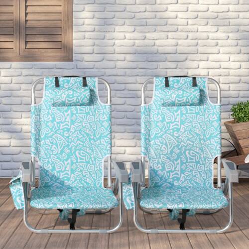Alt View 10. Winado - 1PC Backpack Beach Camping Chair Folding Heavy Duty, Aluminum Comfortable Adjustable Back with Cup Holder for Outdoor - Blue Tribal Pattern.