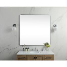 Elegant Decor - Soft corner metal square mirror 48x48 inch - Silver