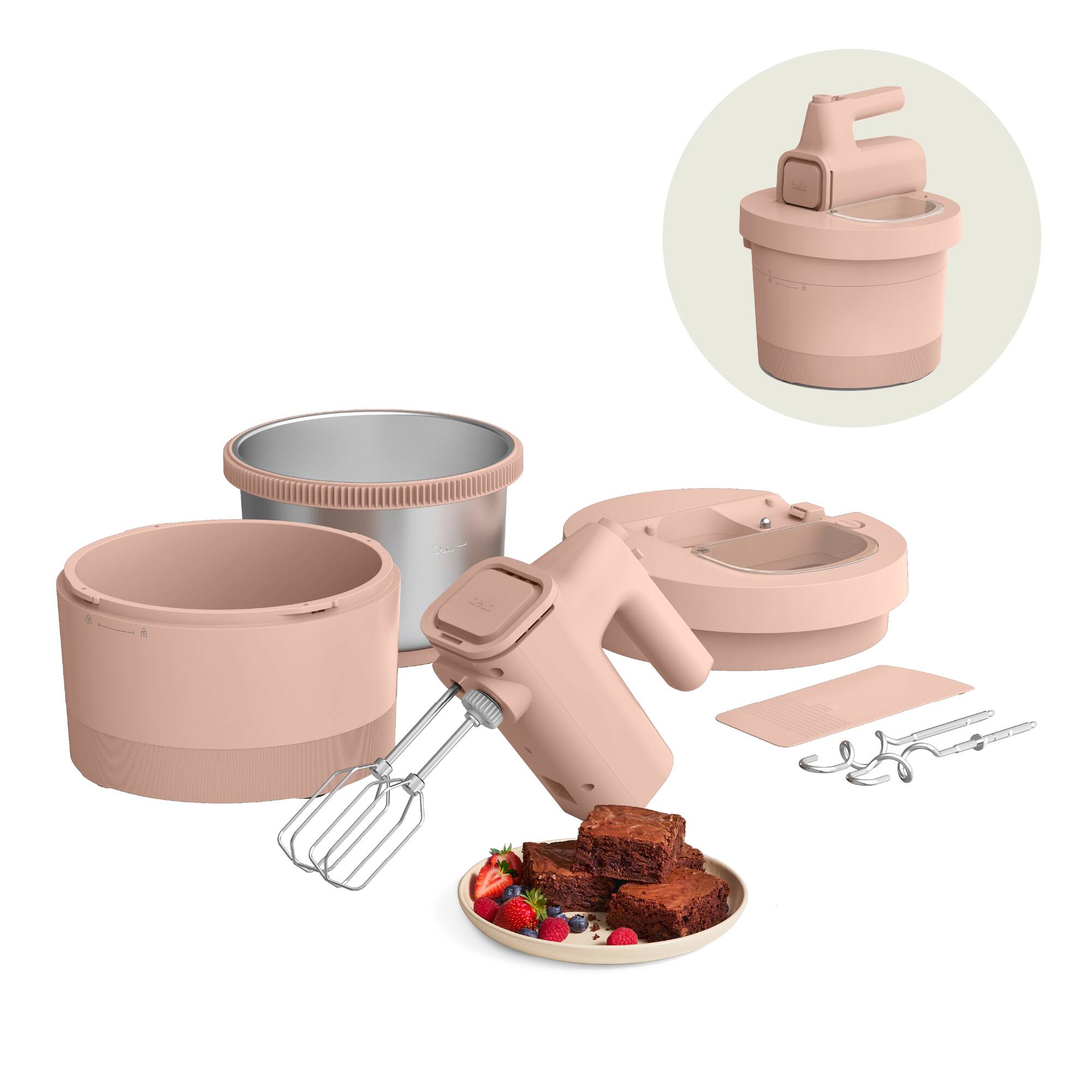 Angle. Bella - 3.5-qt. Hand & Stand Mixer - Blossom.