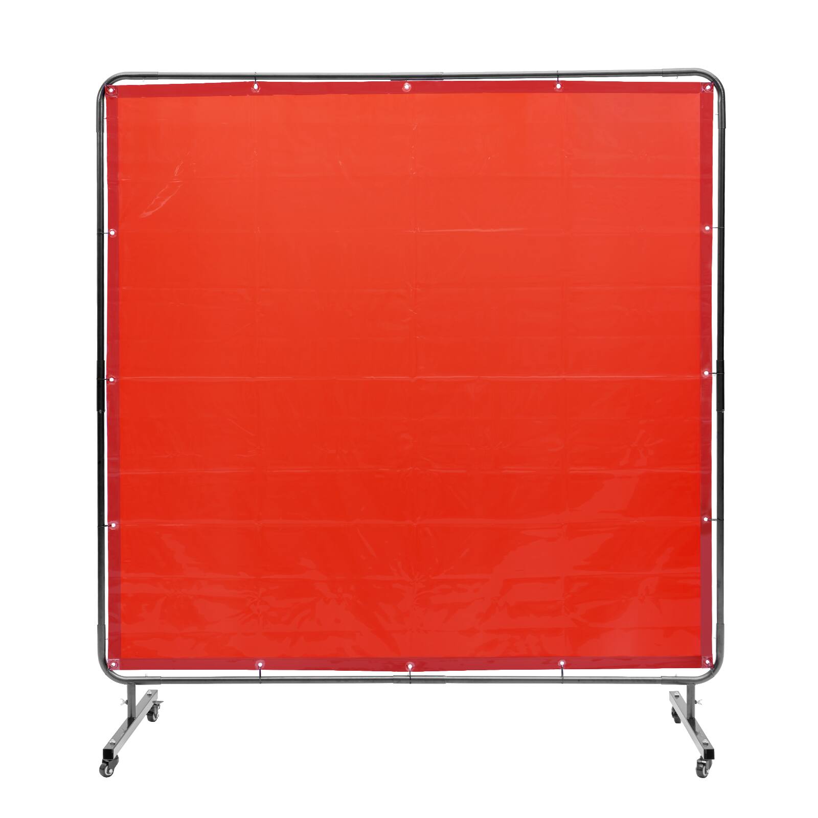 Alt View 5. VEVOR - Welding Screen with Frame, 6' x 6' Welding Curtain Screen, Flame-Resistant Vinyl Welding Protection Screen - Red.