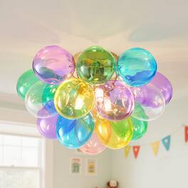 Boyel Living - 15 Inch Colorful Glass Bubble Ball Swirled Glass Chandelier 3 Light Small Pendant Light Fixture