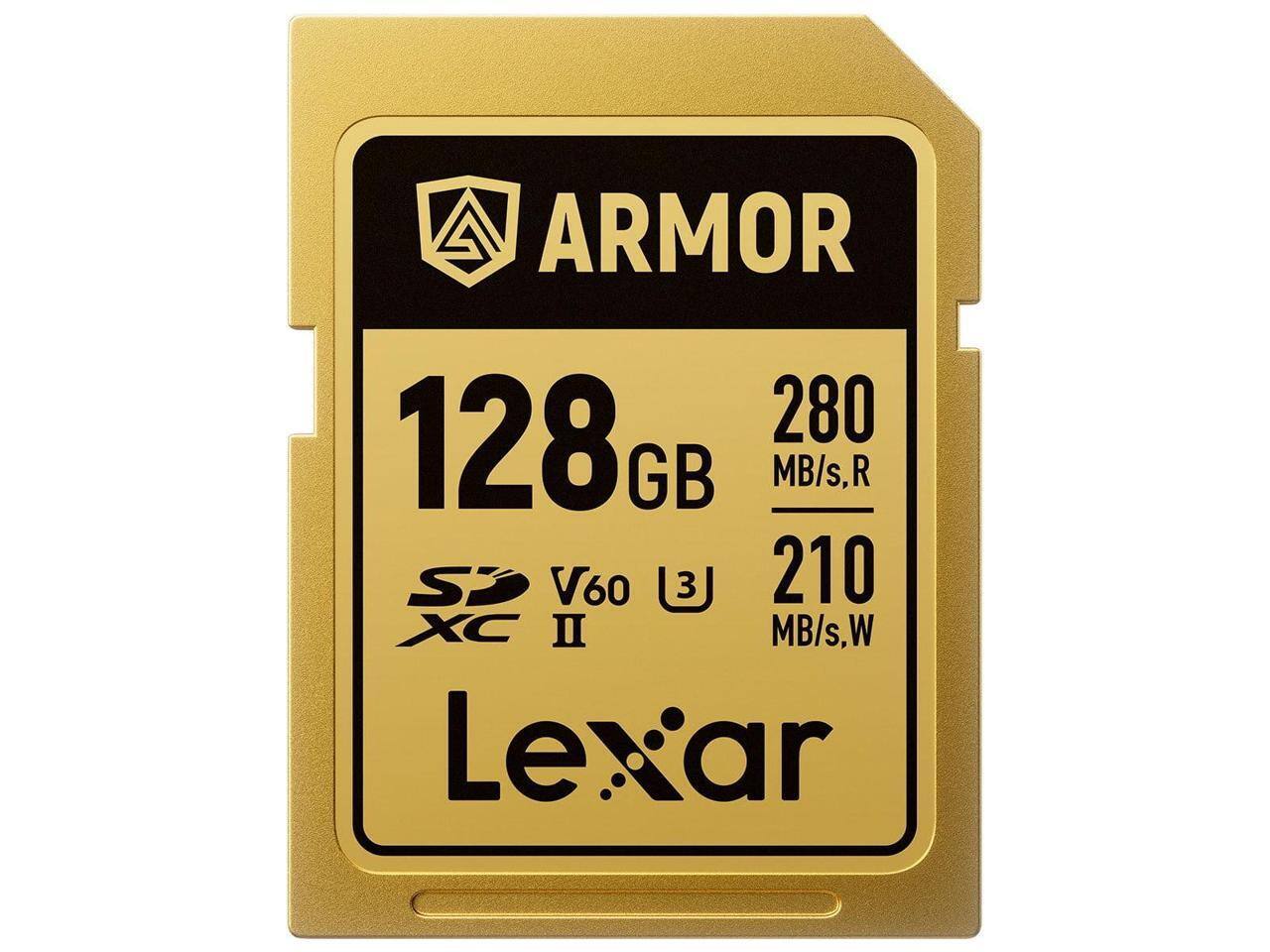 ARMOR 128 GB, 280 MB/s R, 210 MB/s W, SD V60 XC II, Lexar