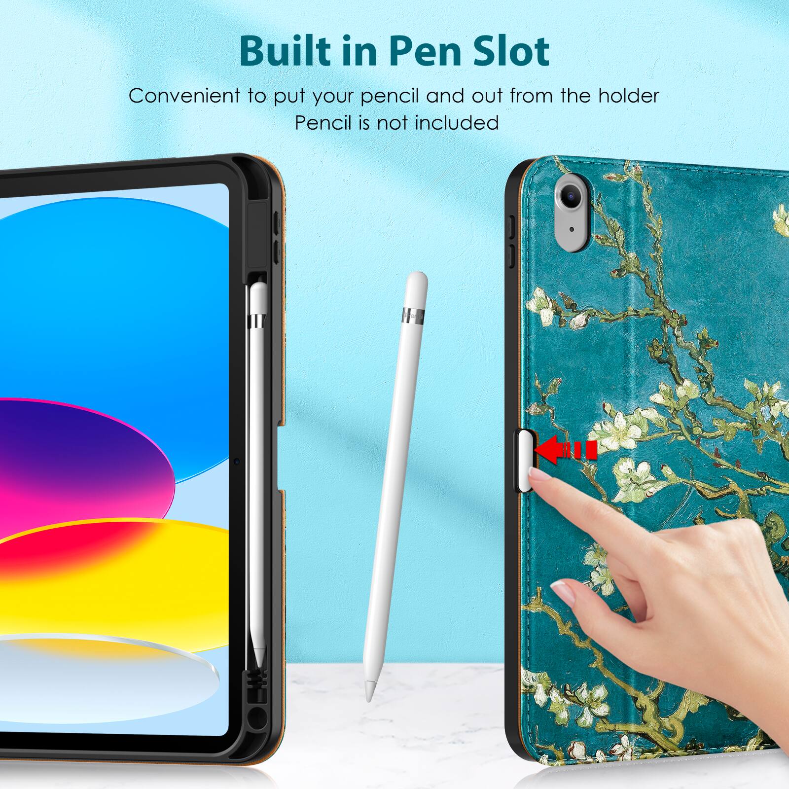 Built in Pen Slot  
Convenient to put your pencil and out from the holder  
Pencil is not included