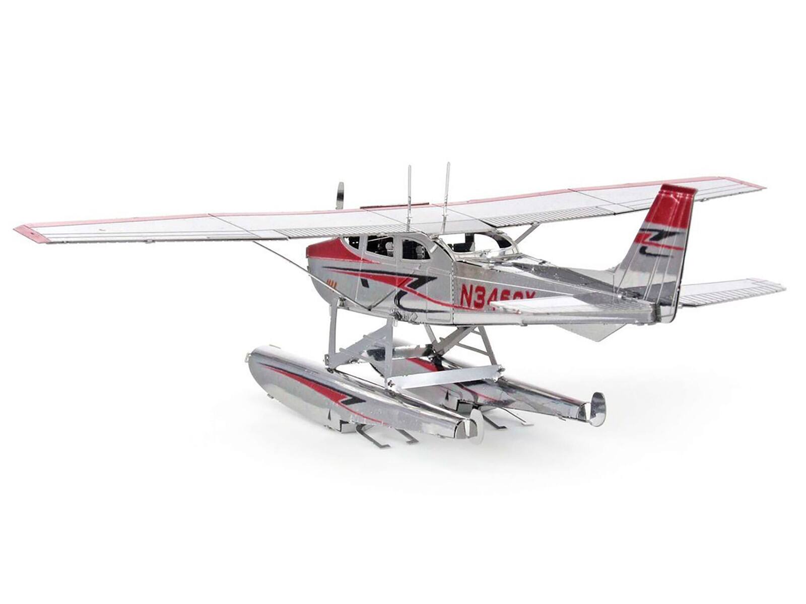 Back. Metal Earth - Model Kit Cessna 182 Floatplane White and Red (Moderate Difficulty) Steel Model by Metal Earth - White and Red.