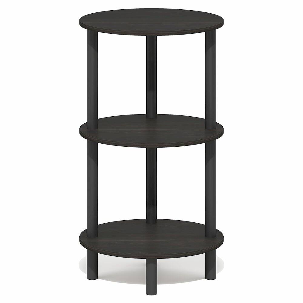 Left. Furinno - TURN-N-TUBE 3-Tier Oval Night Stand, Toolless Assembly Narrow Nightstand, Modern Side Table, End Table - Espresso/Black.