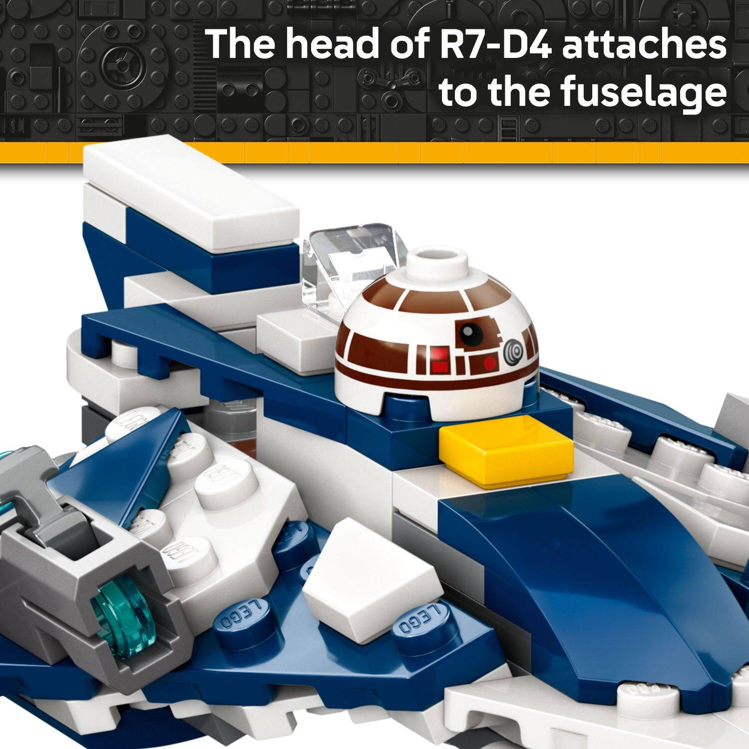 The head of R7-D4 attaches to the fuselage.