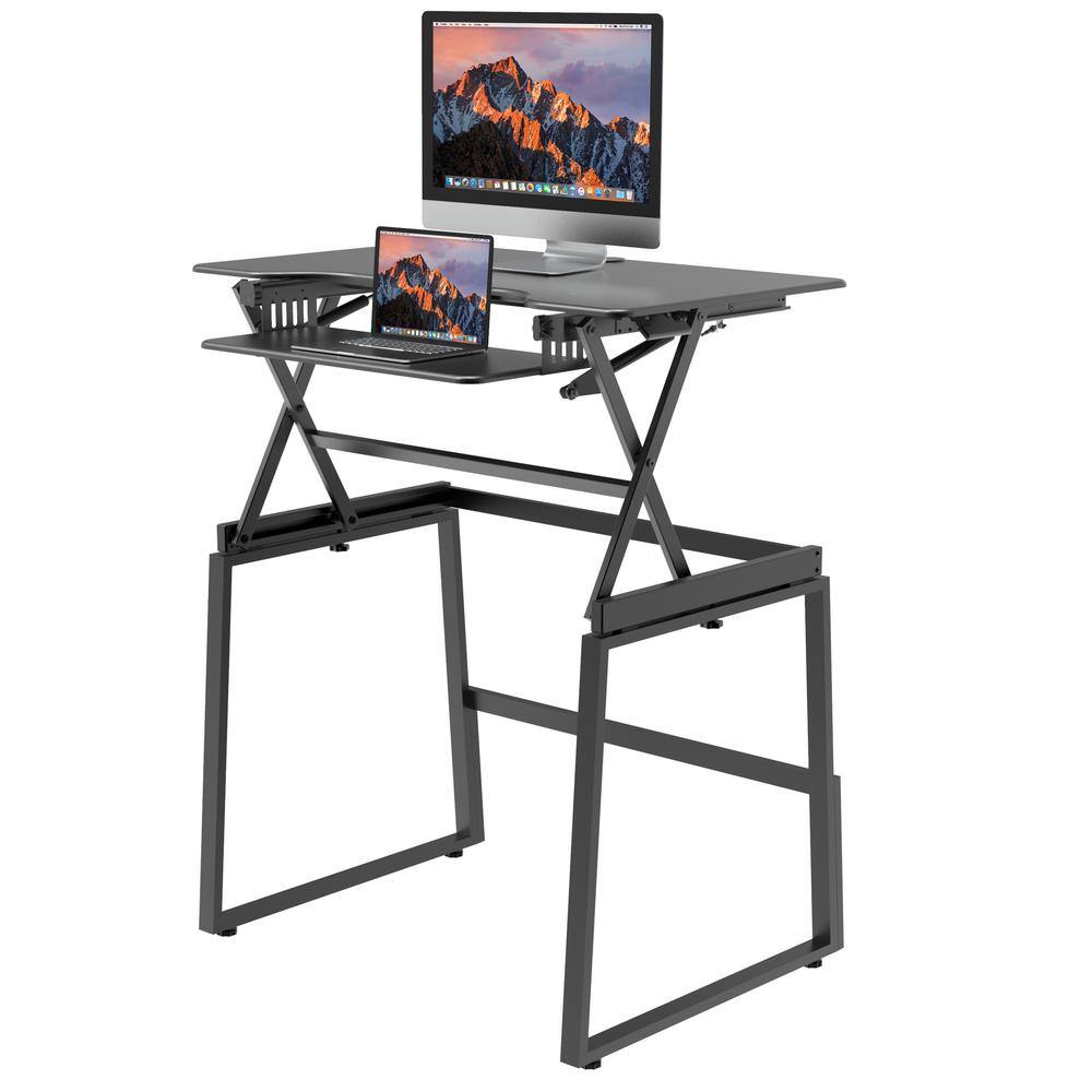 Angle. Rocelco - 40" Large Height Adjustable Standing Desk - Black.