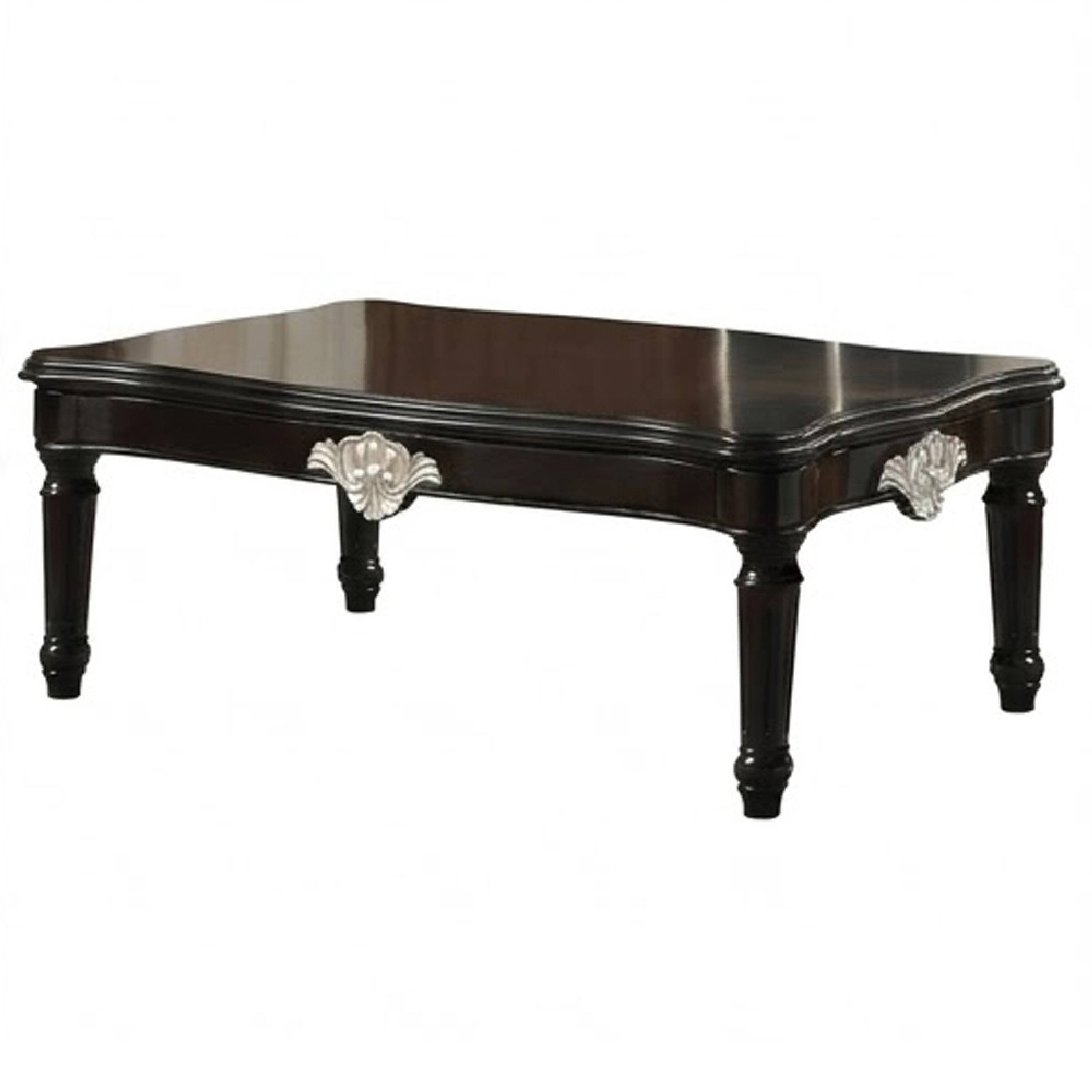 Back. Manhattan Lane - Traditional Rectangular Wooden Coffee Table with Scalloped Top - Black.