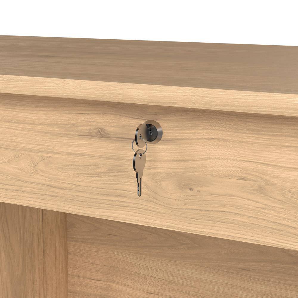 Alt View 2. Tvilum - Wescot Home Office Writing Desk with 4 Drawers and Open Shelf, Jackson Hickory - Brown.