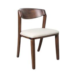 Manhattan Lane - Viki Dining Side Chair Set of 2, Ivory Fabric Seat, Brown Solid Wood - Walnut Brown, Ivory
