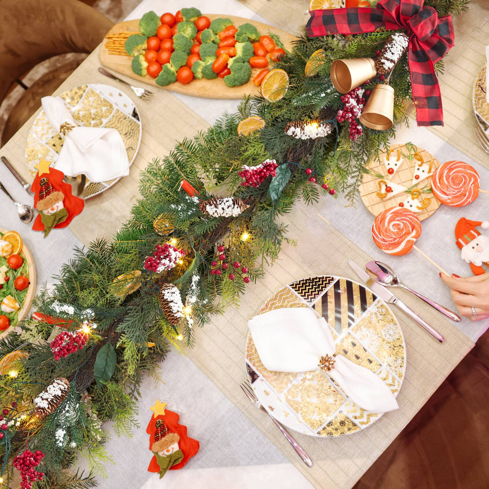 Alt View 3. Acekool - 6 Ft Prelit Christmas Garlands Light Up Artificial Garland with 20 Led Lights for Mantle Staircase - Red and Green.