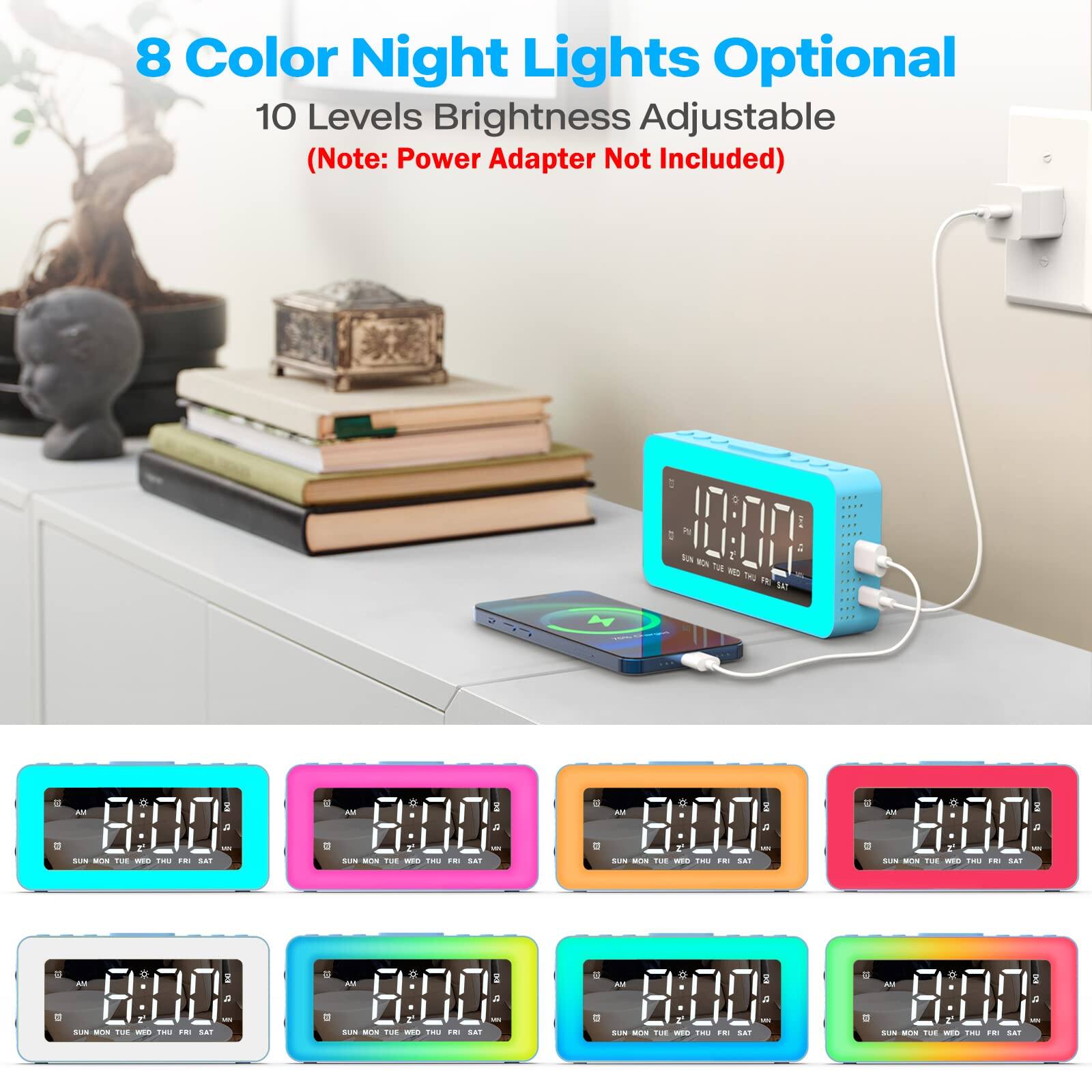 8 Color Night Lights Optional  
10 Levels Brightness Adjustable  
(Note: Power Adapter Not Included)