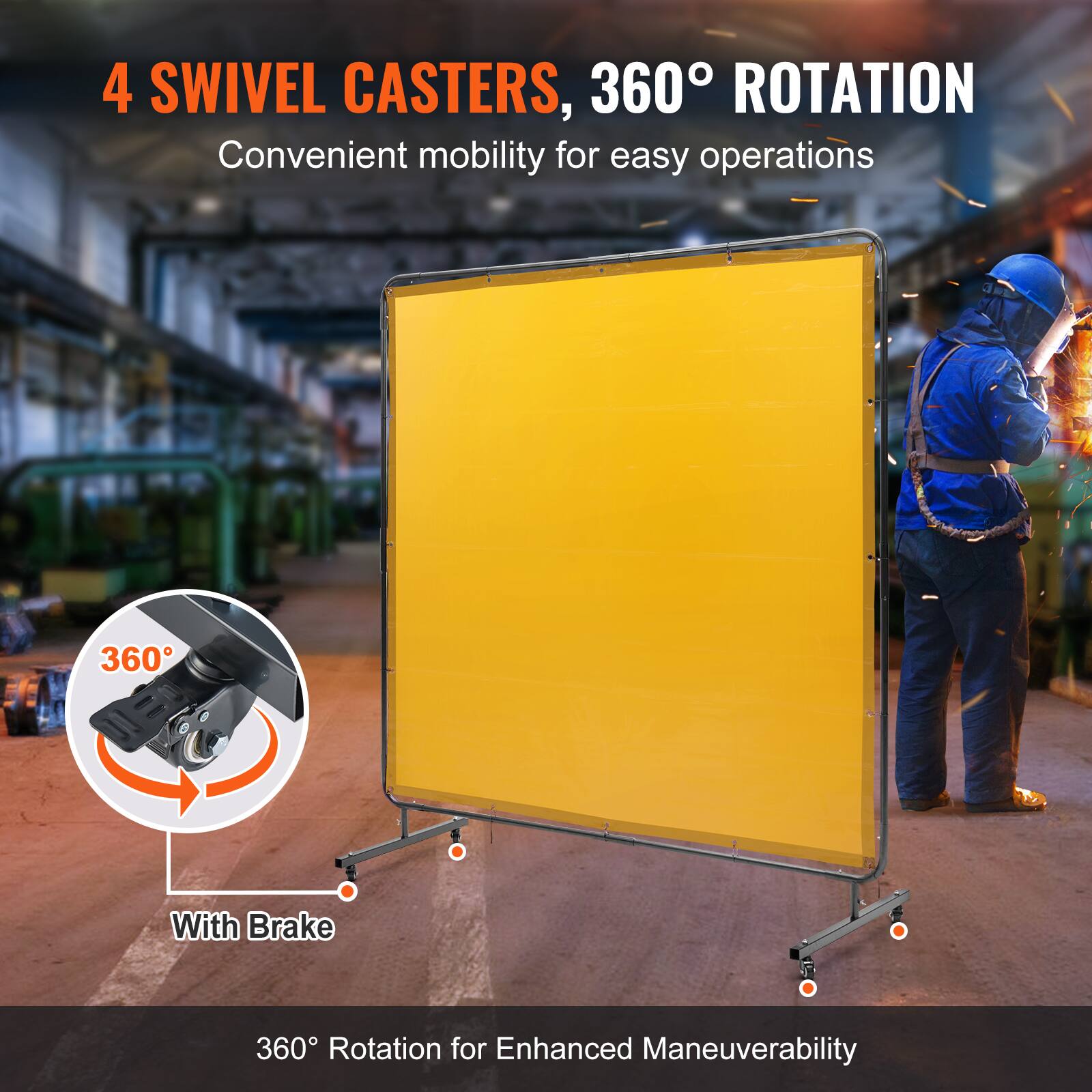 4 SWIVEL CASTERS, 360° ROTATION  
Convenient mobility for easy operations  

360° Rotation for Enhanced Maneuverability  

With Brake