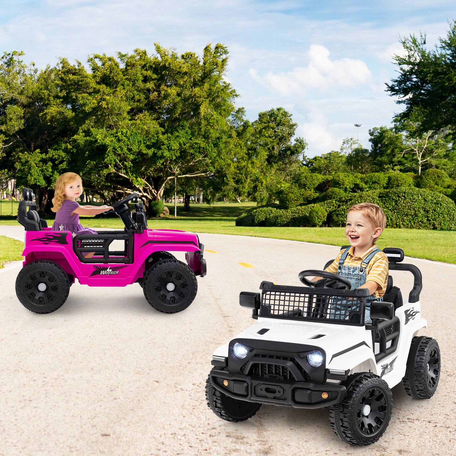 Alt View 5. Gymax - Gymax Kids Ride on Car Truck 12V Battery Powered Electric Vehicle w/ Foldable Mirrors White - White.
