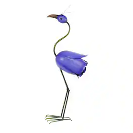 Alpine - Iron Blue 33 in. Rose Flamingo Statue