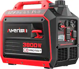 AMERISUN - 3800W Portable Inverter Generator, CO Sensor, Quiet & Lightweight, RV Ready 30A Outlet, EPA Compliant–Camping, Home Use - Red