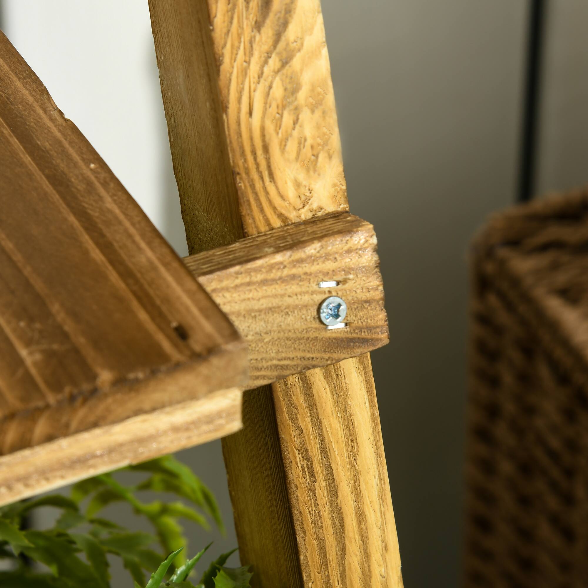 Alt View 8. Outsunny - Wooden Plant Stand - Natural Wood.