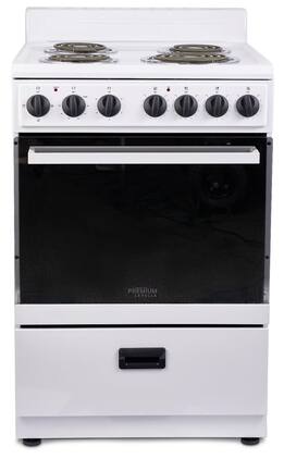 Premium Levella - 2.7 CuFt Freestanding Electric Range with 4 Coil Burners and Mirrored Glass Oven Door - White