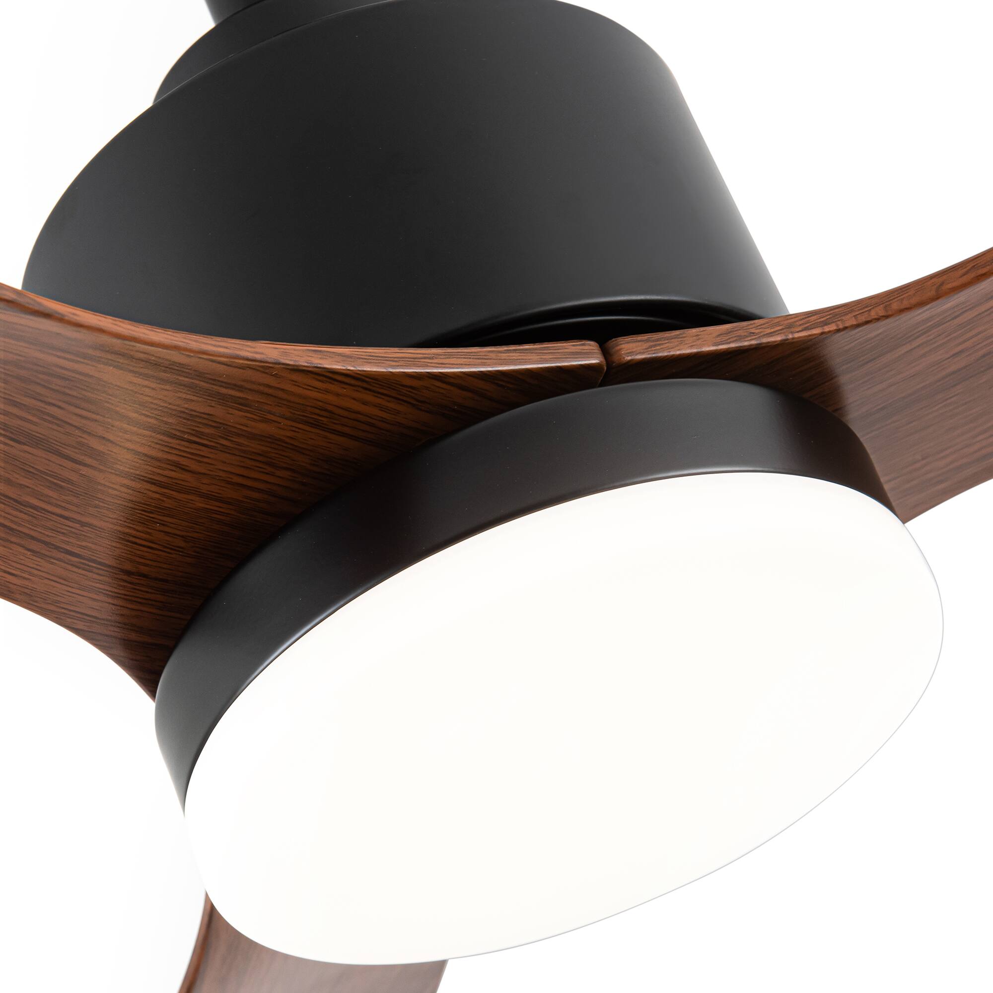 Alt View 7. Breezary - Breezary 52'' Ceiling Fan with 3-Color Light, 3 ABS Blades, DC Motor, 5"/10" Downrods, 6-Speed Remote & Memory Function - Matte Black and Dark Wood Grain.