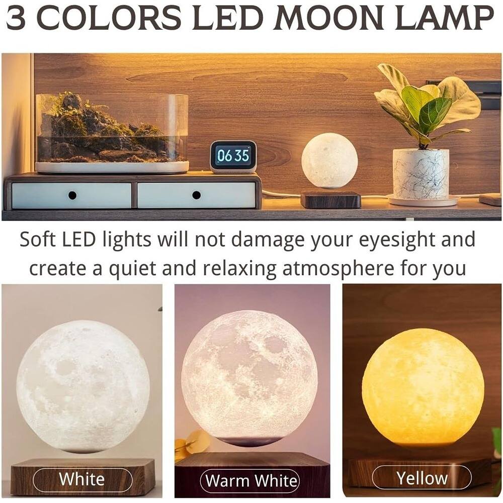 3 COLORS LED MOON LAMP

Soft LED lights will not damage your eyesight and create a quiet and relaxing atmosphere for you

White  
Warm White  
Yellow