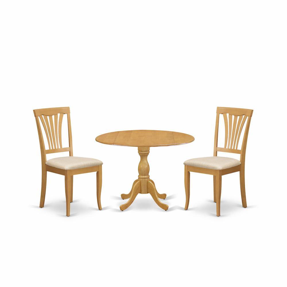 Left. East West Furniture - East West Furniture DMAV3-OAK-C 3 Piece Modern Dining Table Set - Oak Wood Table and 2 Oak Linen Fabric Modern Dining - Oak.