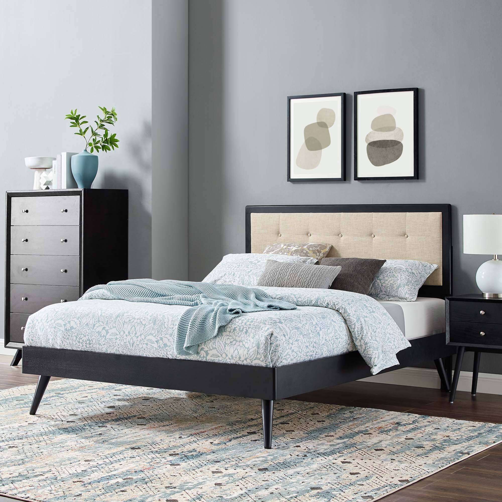 Alt View 5. Modway - Current Performance Velvet Queen Platform Bed - Gray.