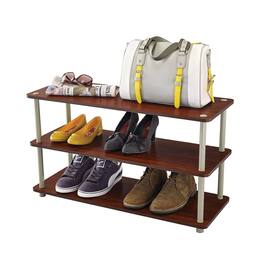 Hivvago - 3-Shelf Modern Shoe Rack - Holds up to 12 Pair of Shoes - Dark Cherry