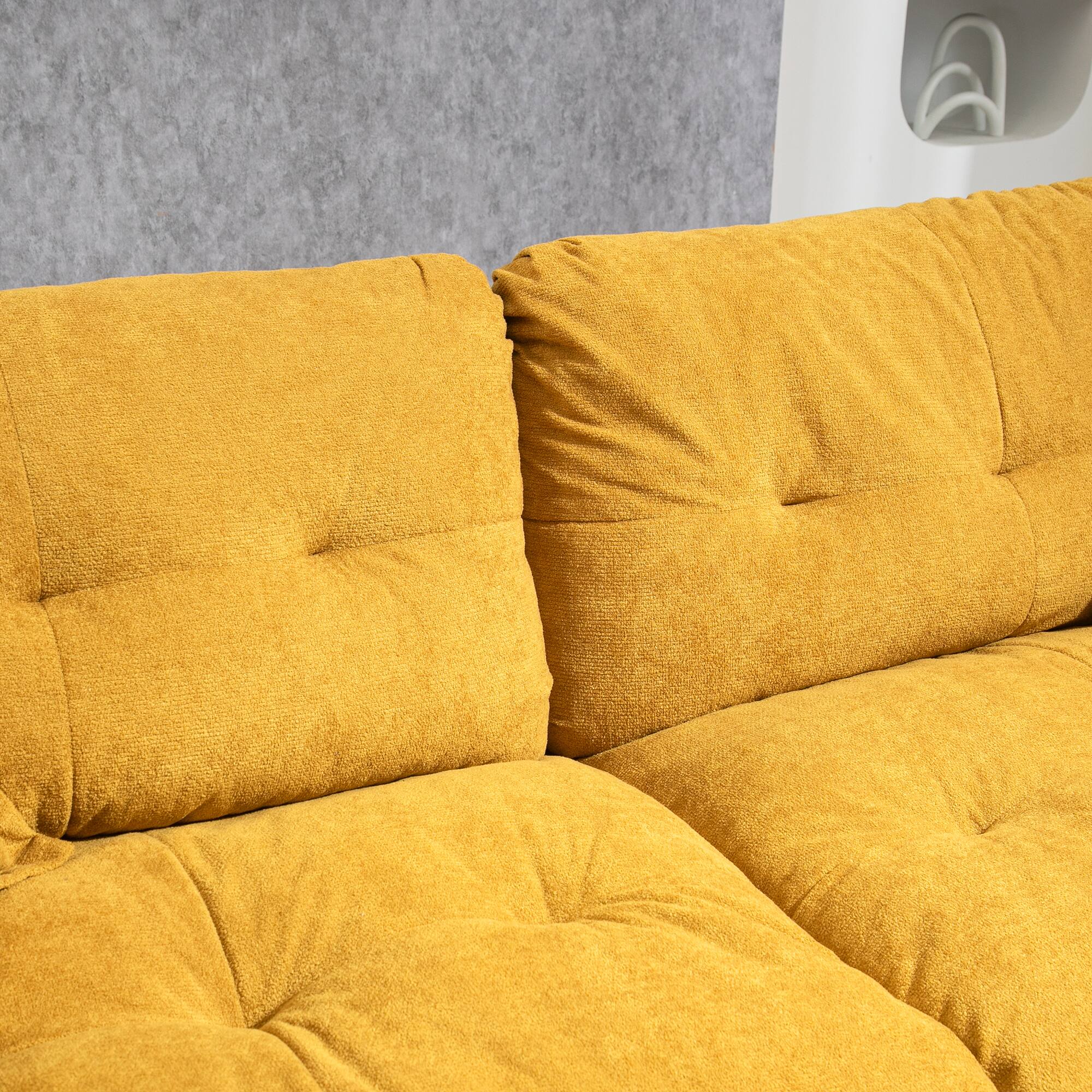 Alt View 4. Tiramisubest - 84"Chenille Sofa,Loveseat Deep Seat Sofa Couch with Pillows & Memory Foam for Living Room,Apartment,Office Lounge-Yellow - Yellow.