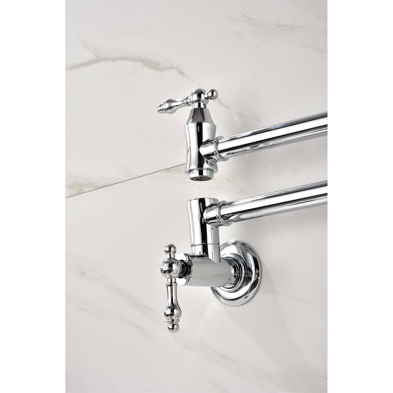 Left. Siljoy - Wall Mount Folding Kitchen Pot Filler Faucet - Chrome.