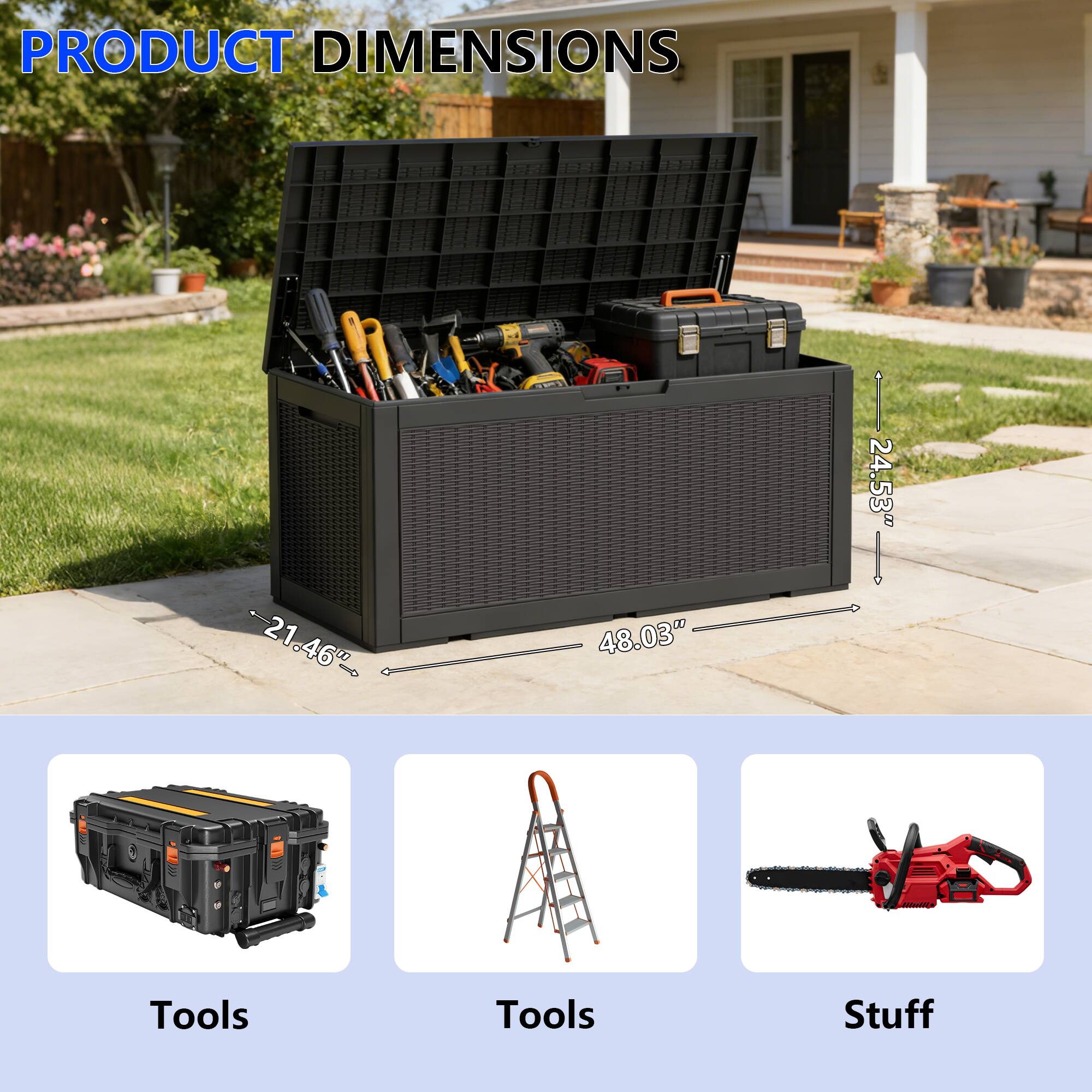PRODUCT DIMENSIONS

21.46" x 48.03" x 24.53"

Tools

Tools

Stuff