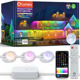 Lumary - 158 Ft Permanent Outdoor Lights Max with 120 LED Eave Lights RGBAICW Smart Outdoor Lighting IP67 Waterproof - White