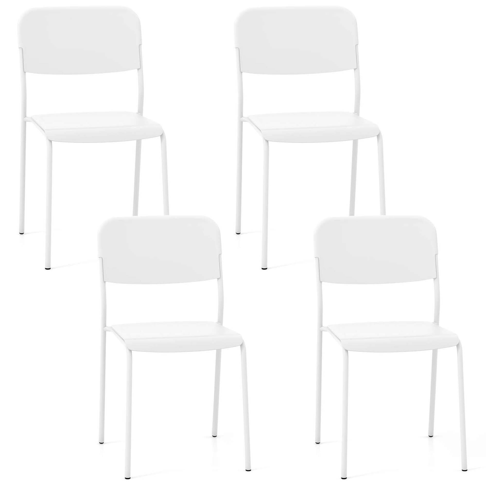 Alt View 6. Costway - Modern Dining Chairs Set of 4 with Tilted Backrest & Sturdy Metal Legs Plastic - White.
