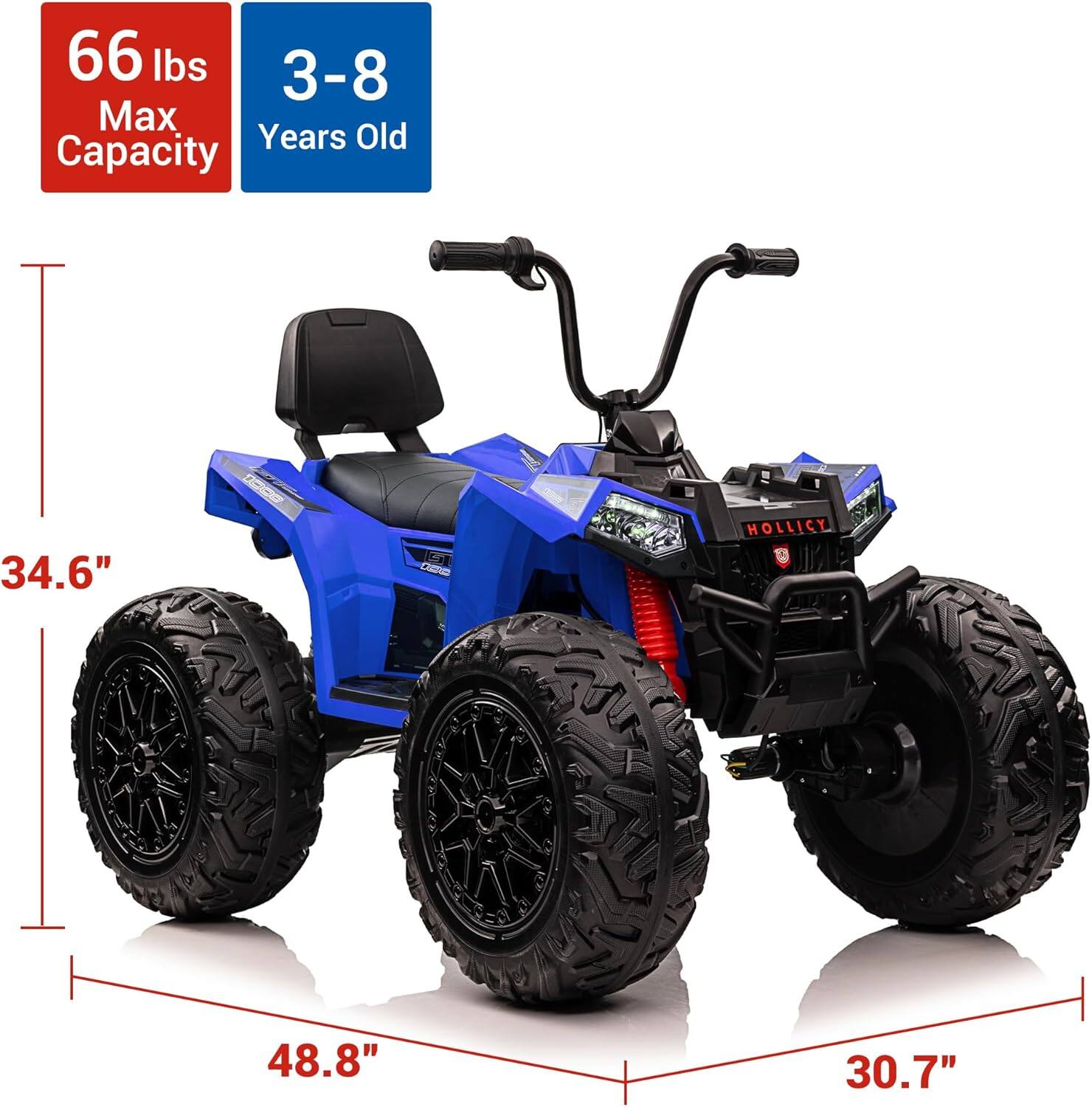 66 lbs Max Capacity  
3-8 Years Old  
34.6"  
48.8"  
30.7"