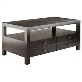 Hivvago - Modern Espresso 2 Drawer Coffee Table - Dark Brown