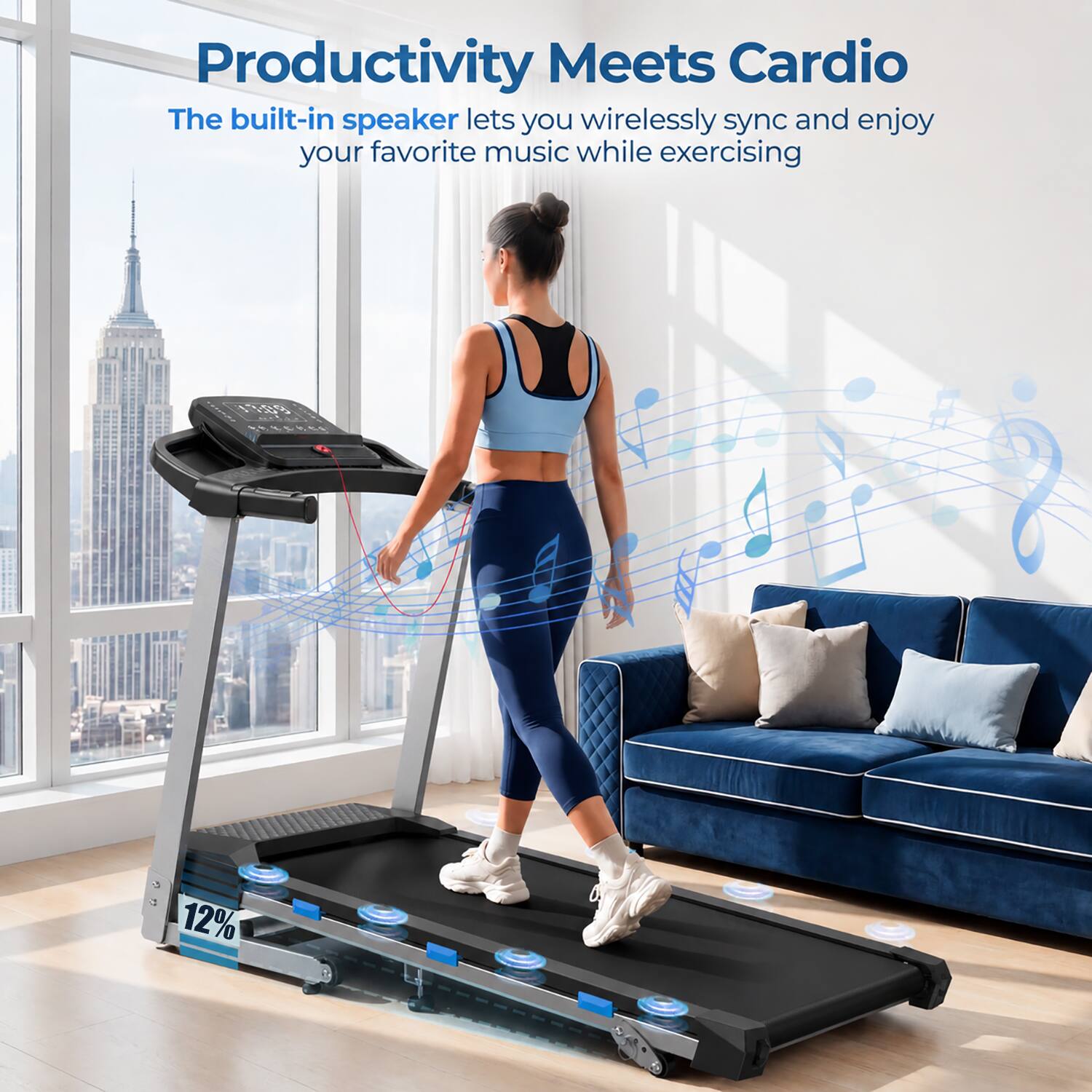 Productivity Meets Cardio

The built-in speaker lets you wirelessly sync and enjoy your favorite music while exercising