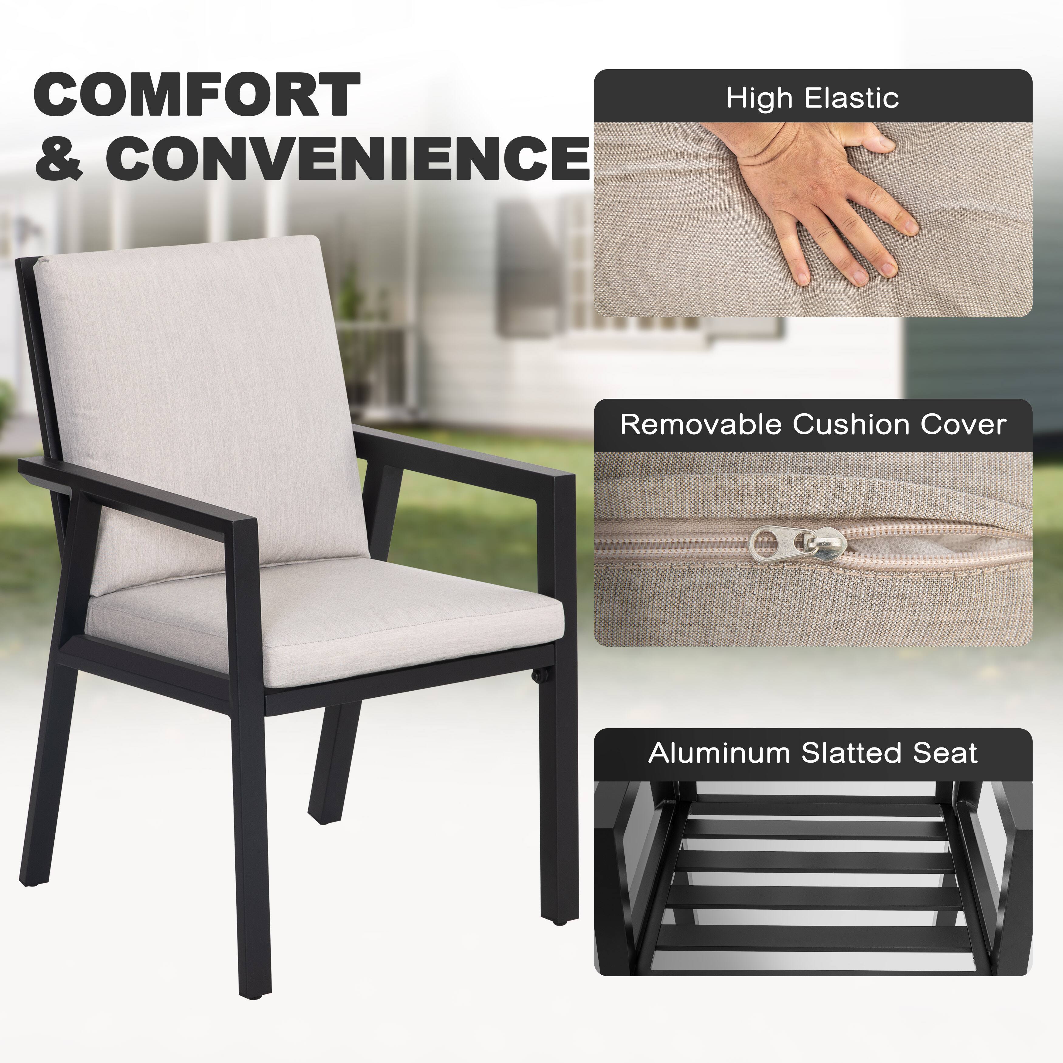 COMFORT & CONVENIENCE

- High Elastic
- Removable Cushion Cover
- Aluminum Slatted Seat