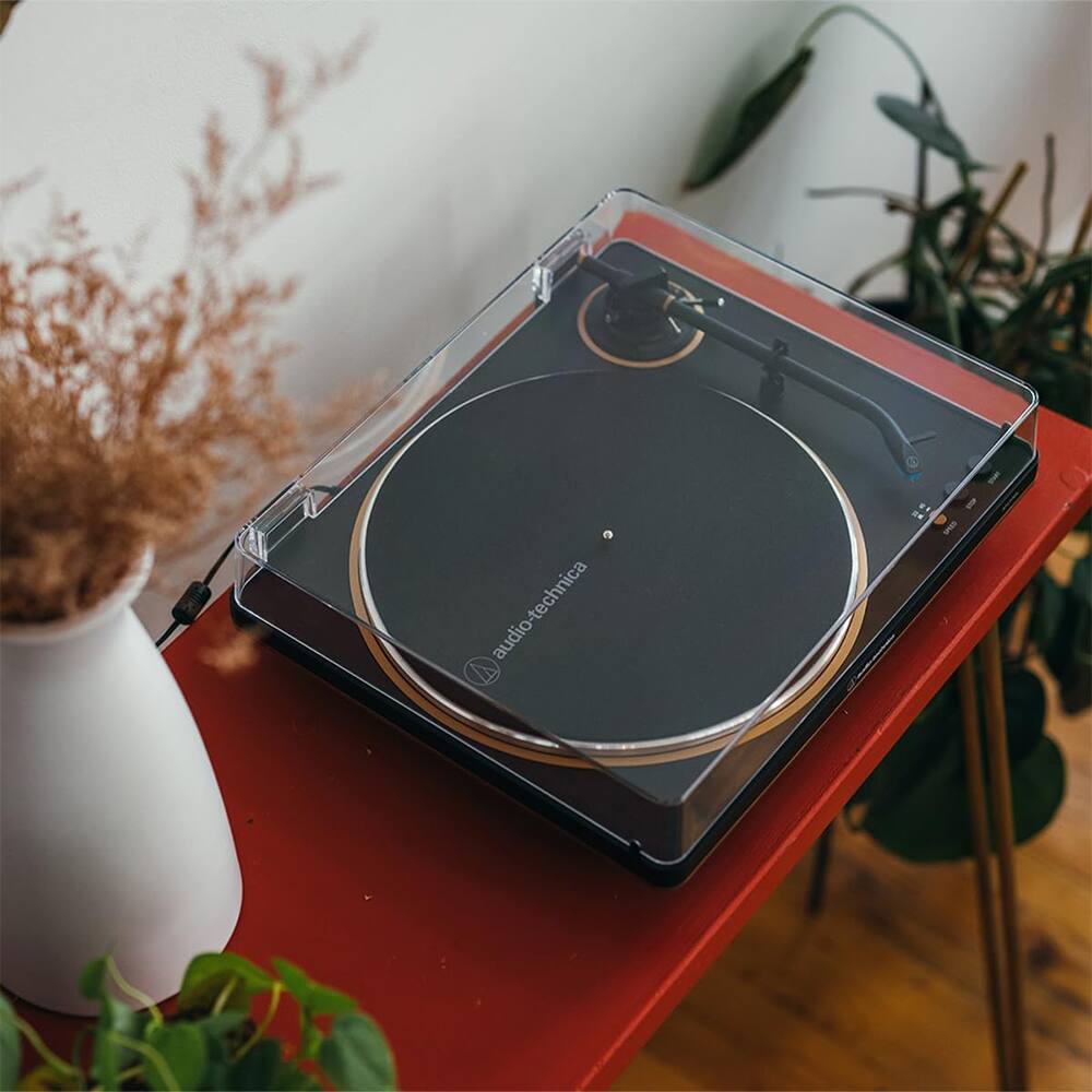 Alt View 6. Audio-Technica - Fully Automatic Belt-Drive Turntable Bronze with Speaker Bundle.