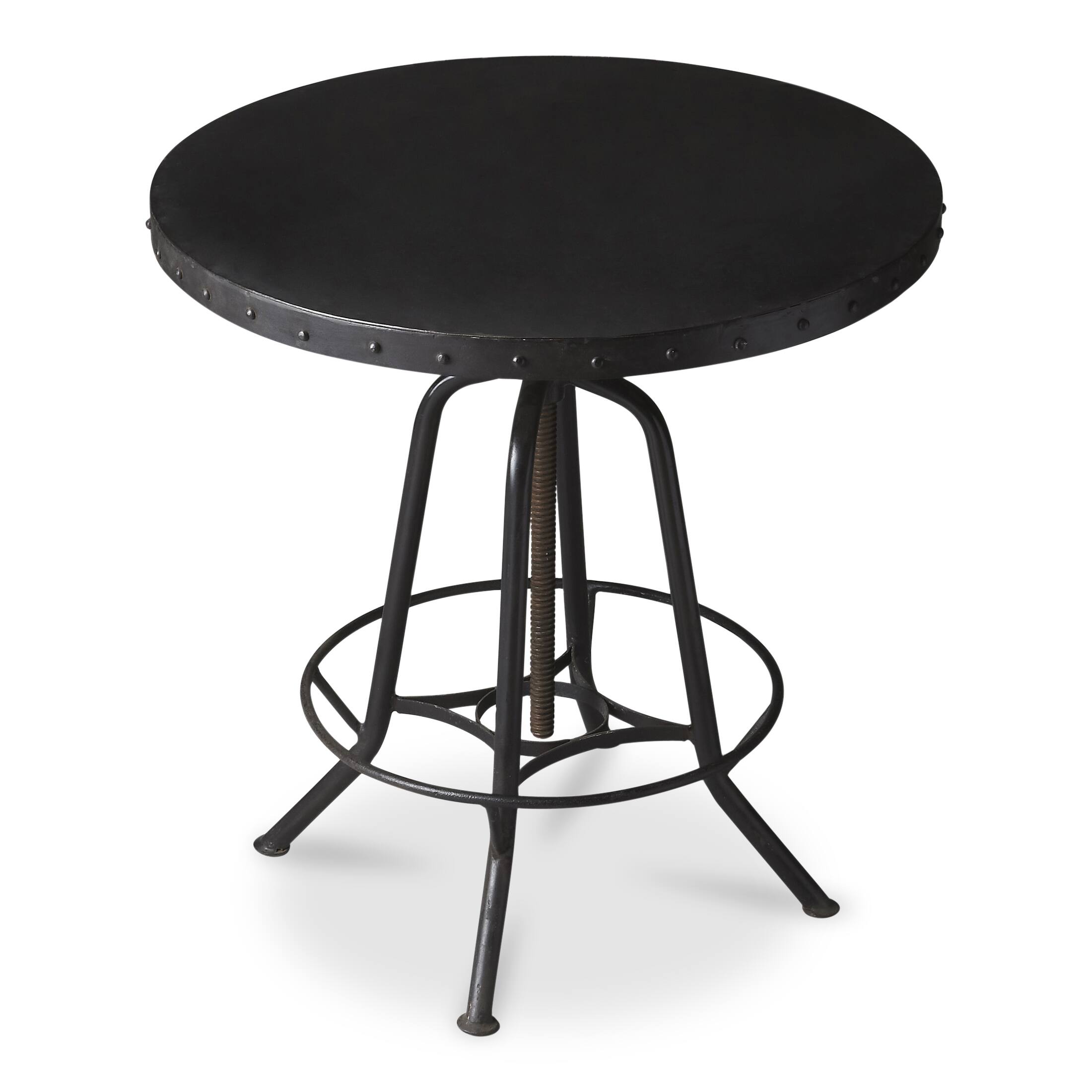 Front. Butler Specialty - EngleWood 29 in. W Round Metal Industrial Hall/Pub Table with Foot Support - Black.