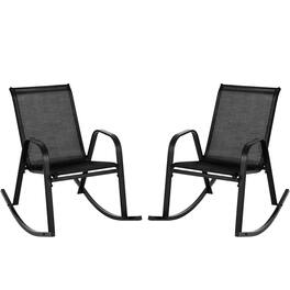 Costway - 2 PCS Patio Rocking Chair Heavy-Duty Metal Rocker Outdoor Anti-Slip - Black
