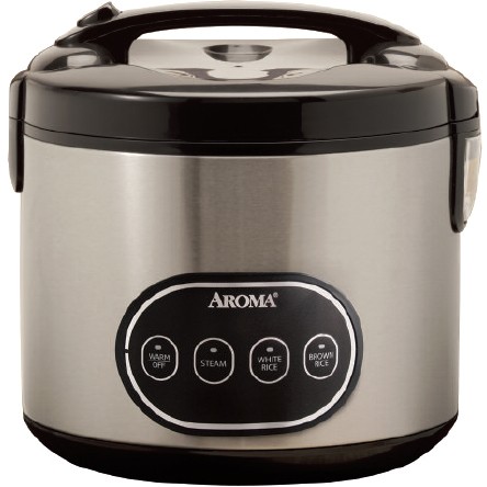 Best Buy: AROMA 20-Cup Rice Cooker and Steamer Black/Stainless